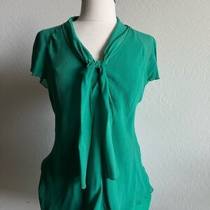 Nine West Teal Blouse with Tie Detail